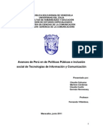 Avances de Perú en de Políticas Púbicas e Inclusión Social de Tecnologías de Información y Comunicación