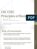 CXC CSEC Principles of Business Role of Government Notes