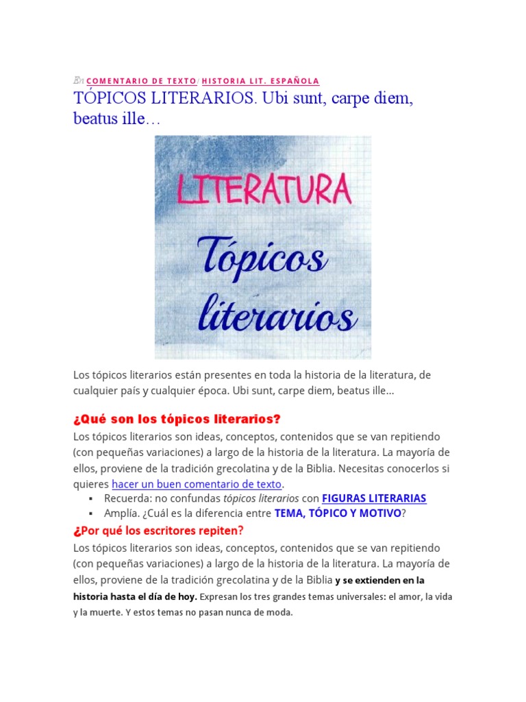 Tópicos Literarios: Definición y Ejemplos | PDF