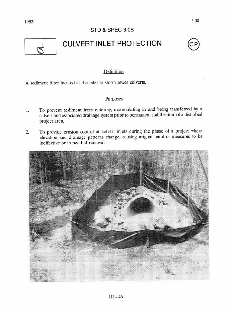 Culvert Inlet Protection Guide | PDF | Storm Drain | Earth Sciences