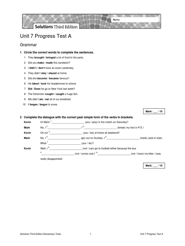 Unit 7 Progress Test A Answers | PDF | Internet