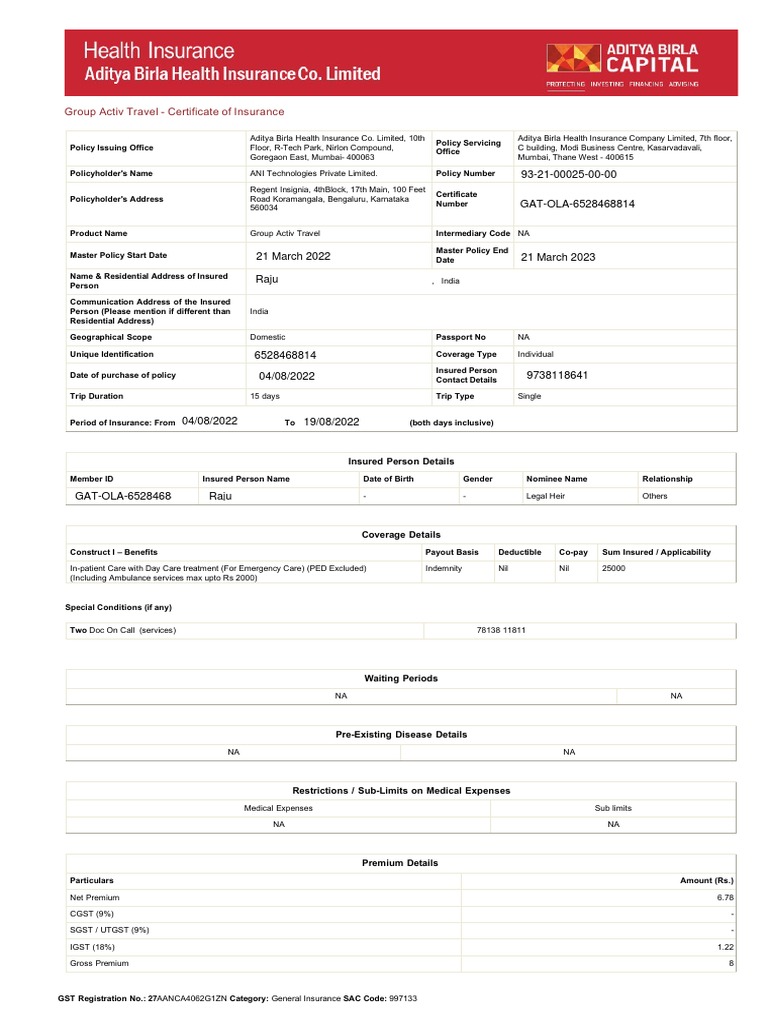 Travel Insurance for Ola Users | PDF | Insurance | Cheque