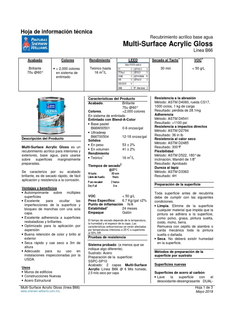 B66 Multi Surface Acrylic Gloss 2019 PDF Cepillo Pintar