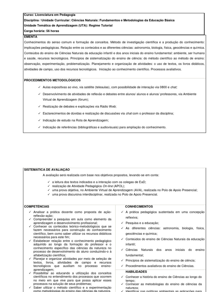 Metodologias no Ensino de Ciências Naturais | PDF | Science | Pedagogia