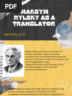 Maksym Rylsky As A Translator