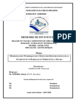 Mémoire Modelisation Numerique de L'effet Des Infiltrations Sur La Stabilite D'un Barrage en Terr