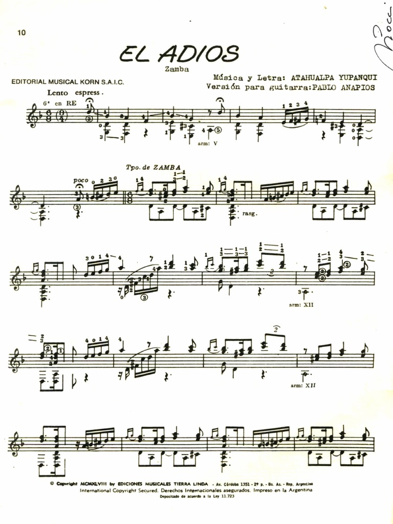 Yupanqui Atahualpa 78 4 El Adios Pdf