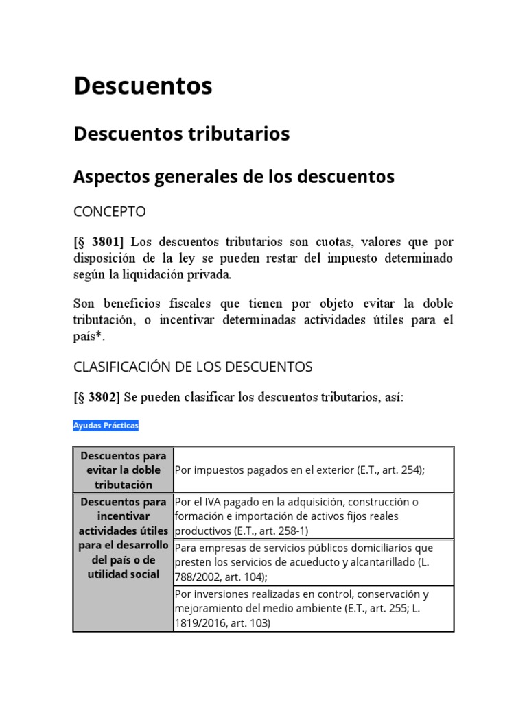 Aspectos Generales de Los Descuentos | PDF | Impuesto sobre la renta ...