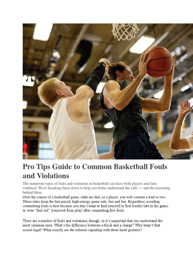 Basketball Fouls and Violations PDF Rules Sports