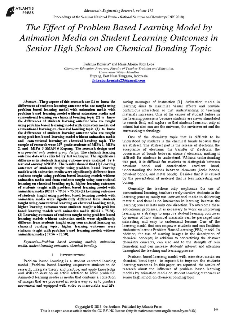 The Effect of Problem Based Learning Model by Animation Media On ...