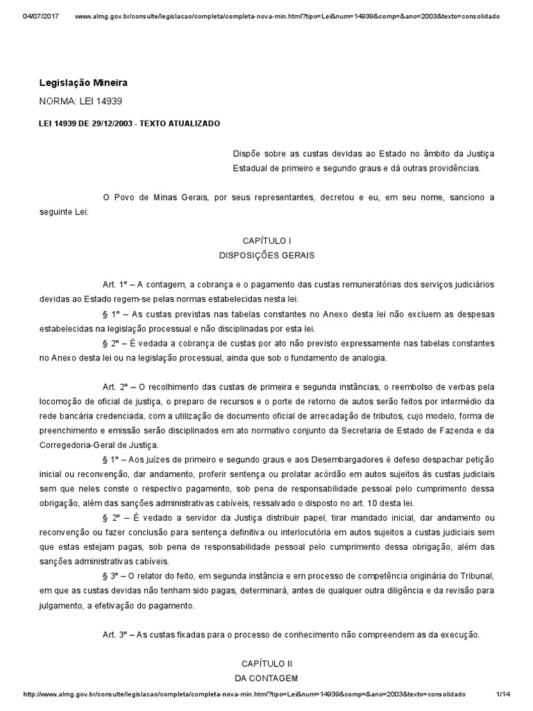 Legislacao Mineira Norma Lei 14939 | PDF | Sentença (jurídico ...