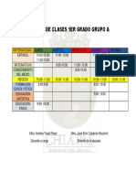 Horario de Clases 1er Grado Grupo A