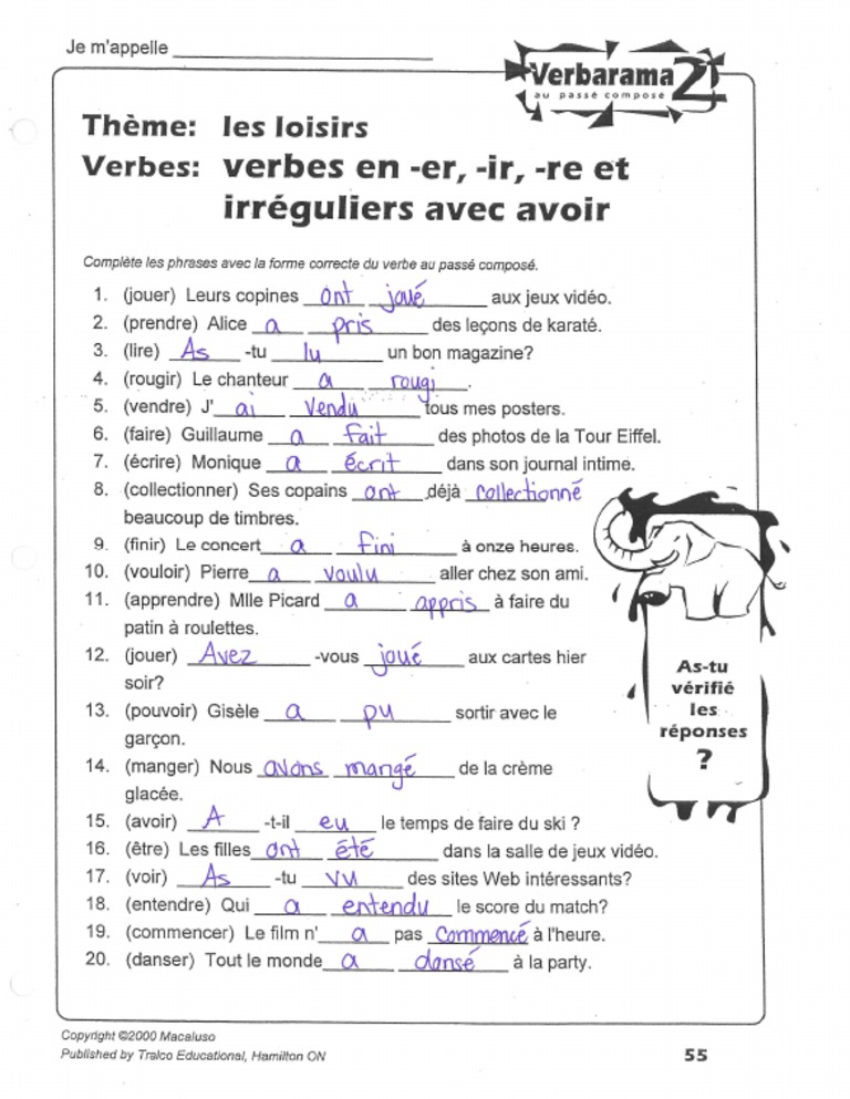 Verbarama P 55 Answers | PDF