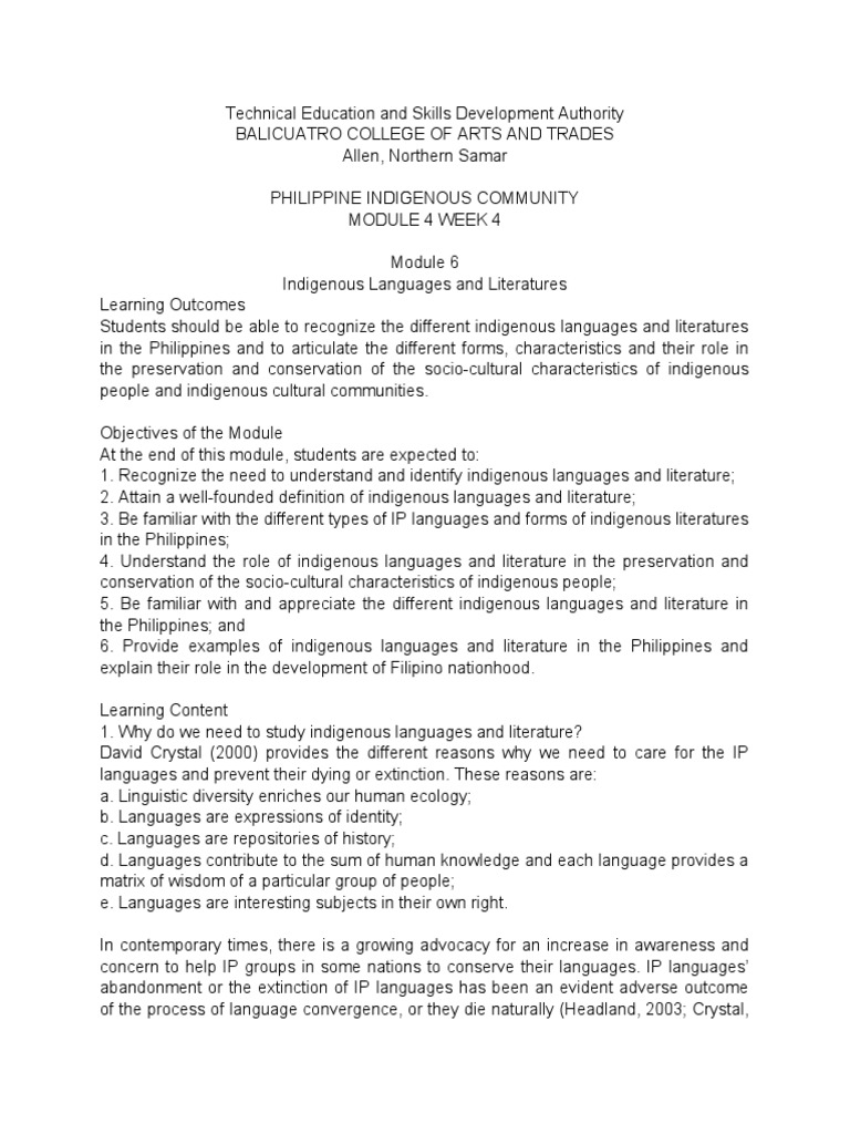 Module 4 Indigenous Community | PDF | Philippines | Indigenous Peoples