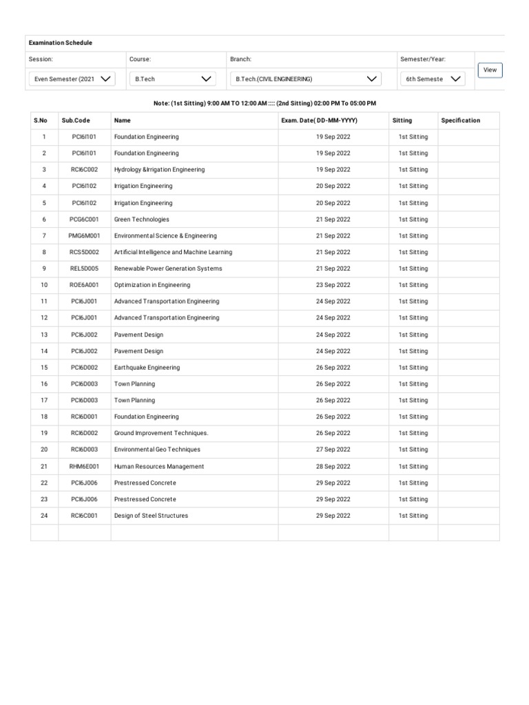 BPUT 6th Semester Exam Schedule 2022 | PDF | Engineering | Academic ...