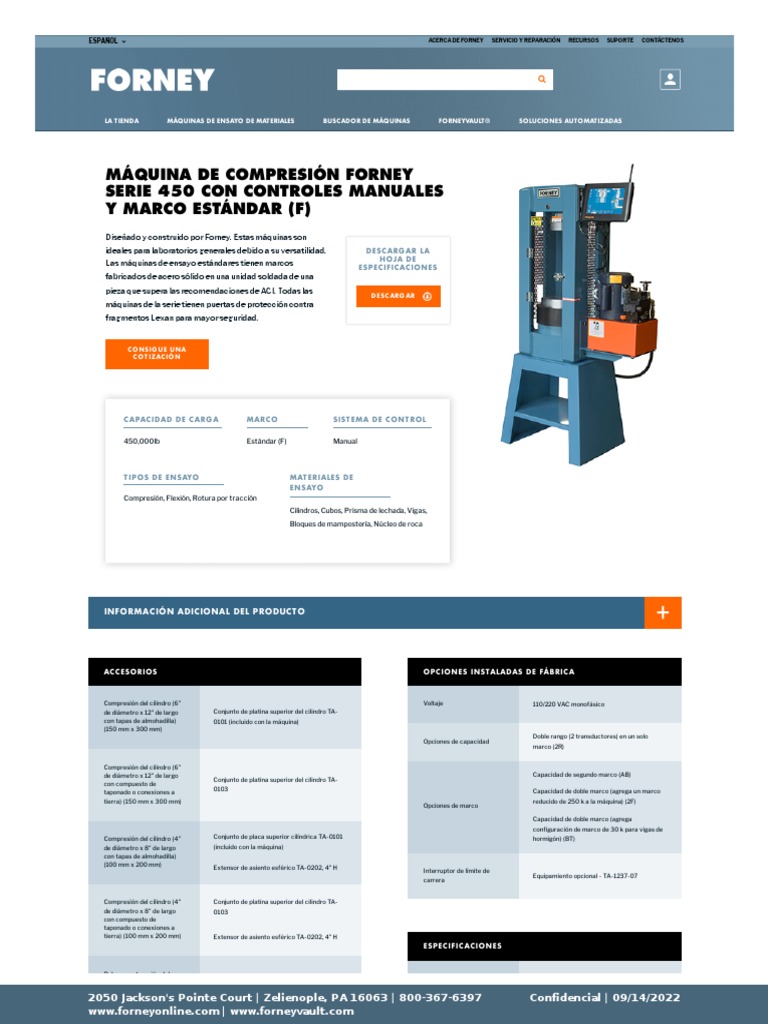 Maquina de Compresion Forney Serie 450 Con Controles Manuales y Marco ...