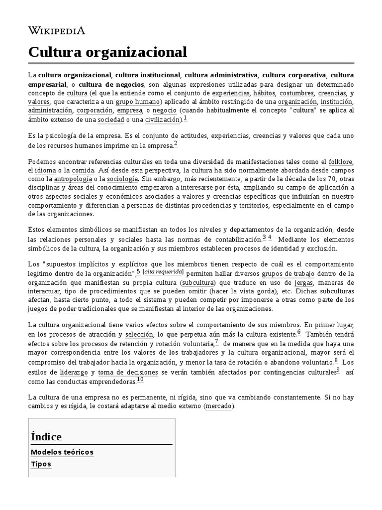 Cultura Organizacional | PDF | Cultura organizacional | Ciencias del ...