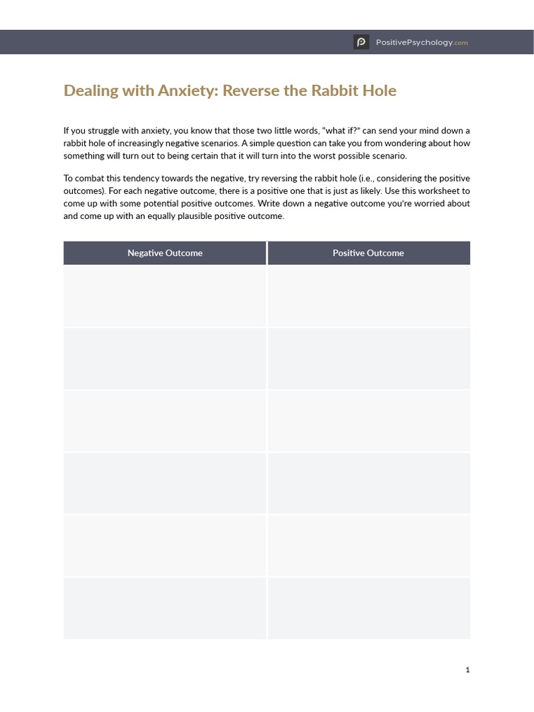 Reverse the Rabbit Hole: Anxiety Relief | PDF | Self-Improvement