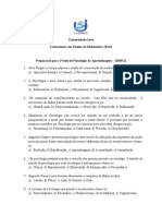 Licenciatura em Ensino de Matemática (EaD) - Preparação para 1o teste de Psicologia da Aprendizagem