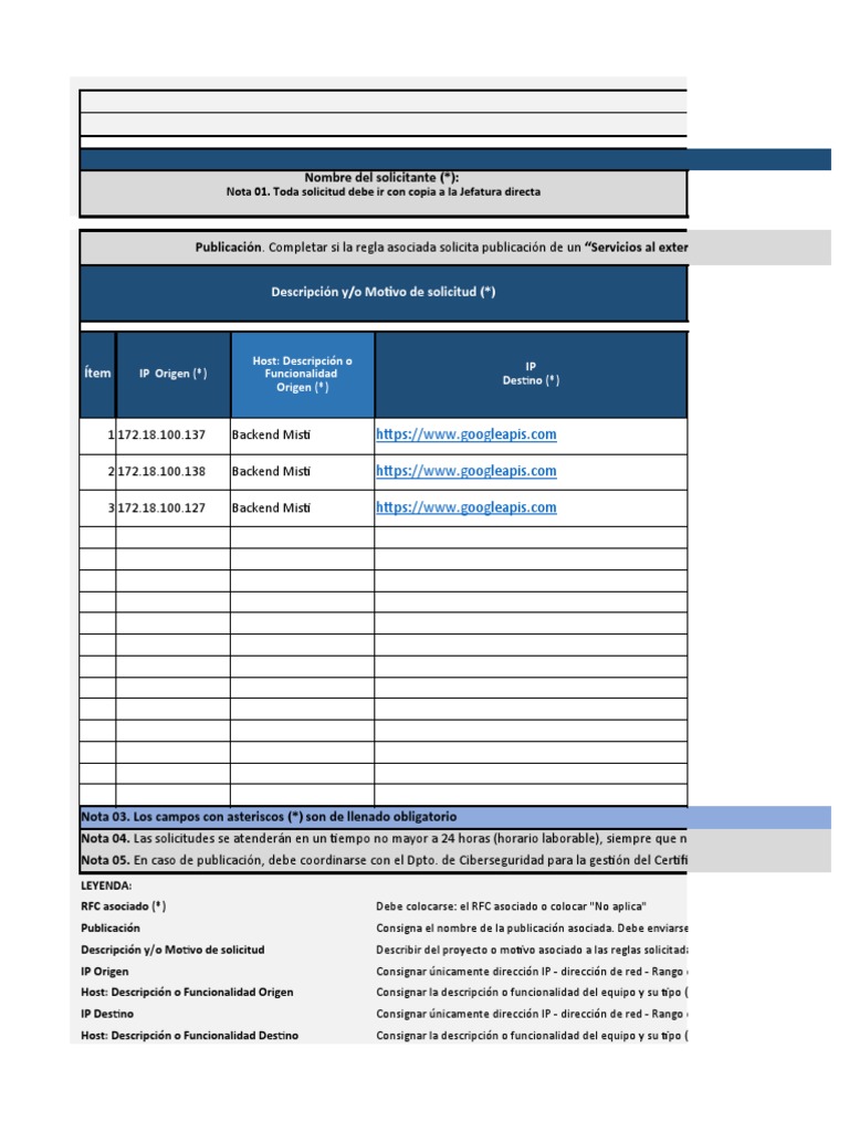 Formato 018 - Solicitud de Configuración de Reglas Del Firewall - 2022 ...