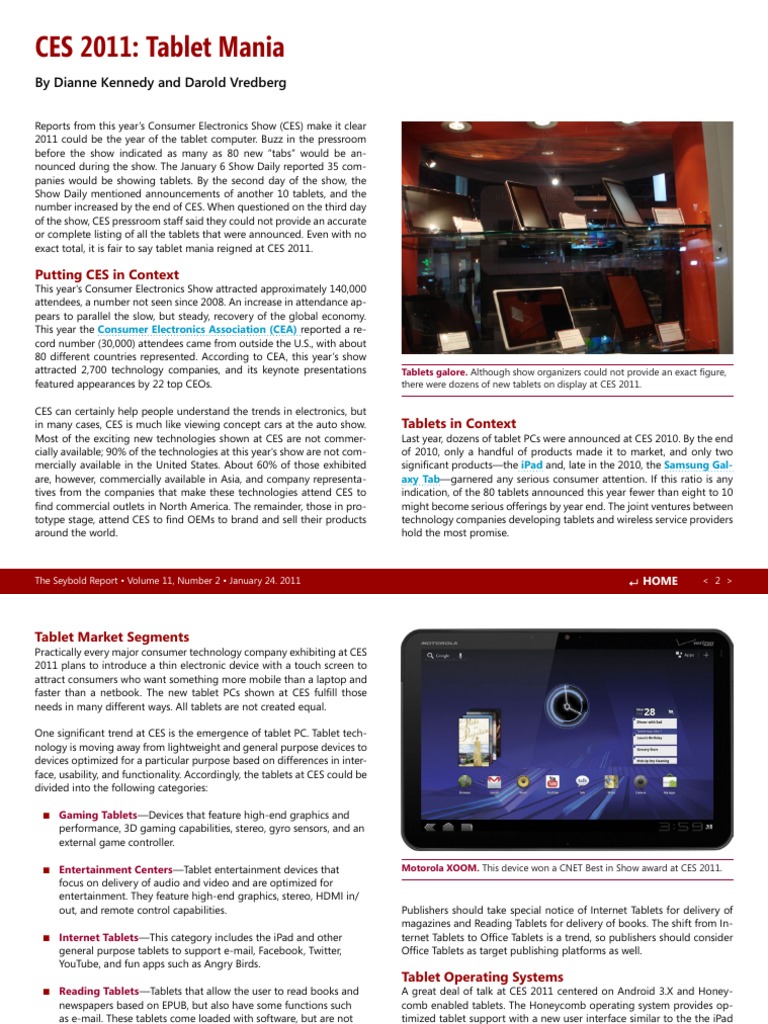 CES 2011: Tablet Mania: by Dianne Kennedy and Darold Vredberg | PDF ...