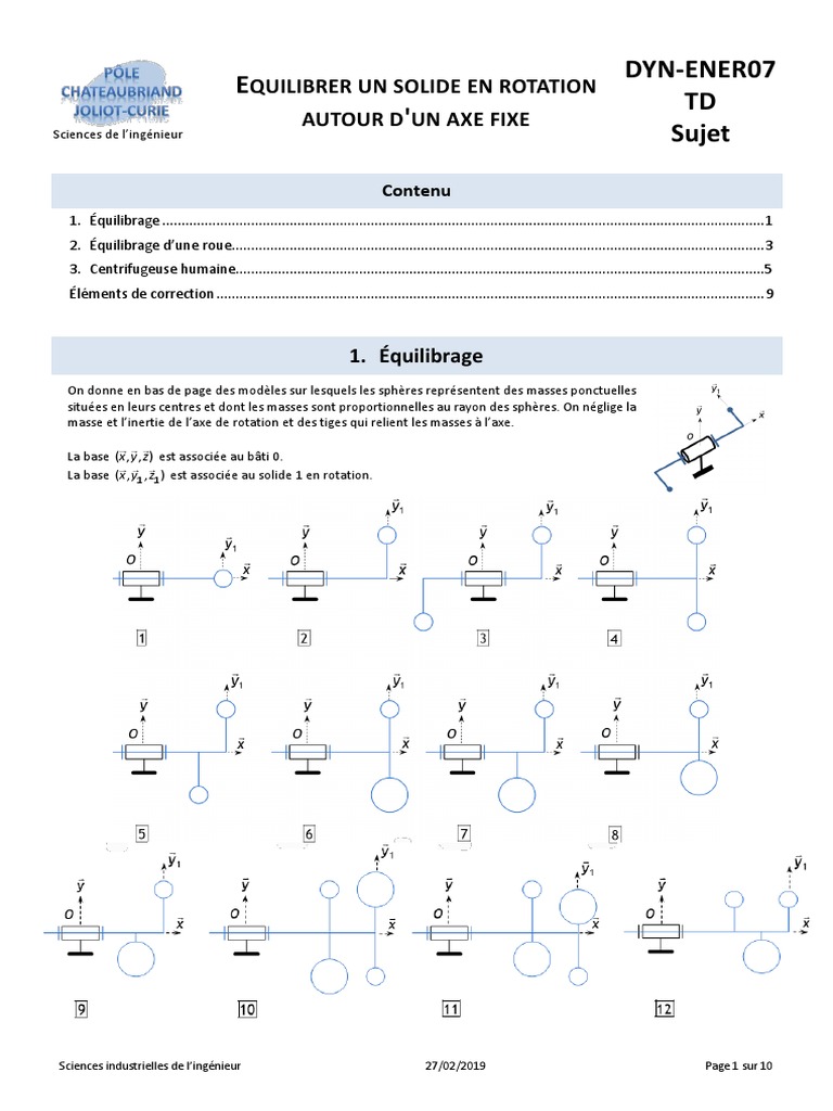 Équilibrage dynamique des solides en rotation | PDF | Rotation ...