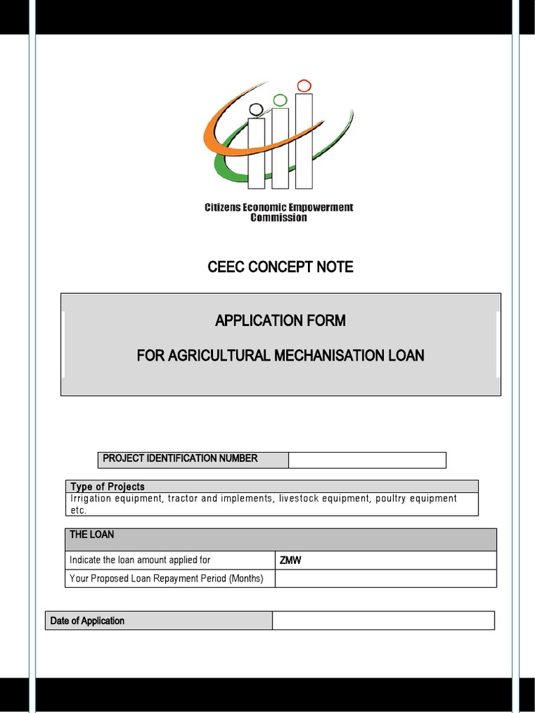 CEEC Agricultural Mechanisation Loan Form | PDF | Business | Market ...