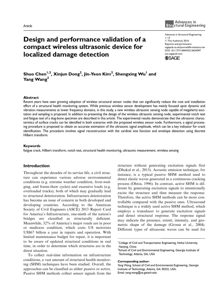 Wireless Ultrasonic Device for Damage Detection | PDF | Fracture ...