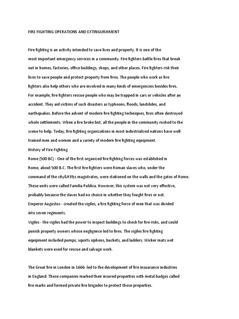 Fire Fighting Operations Overview | PDF | Firefighting | Fire Engine
