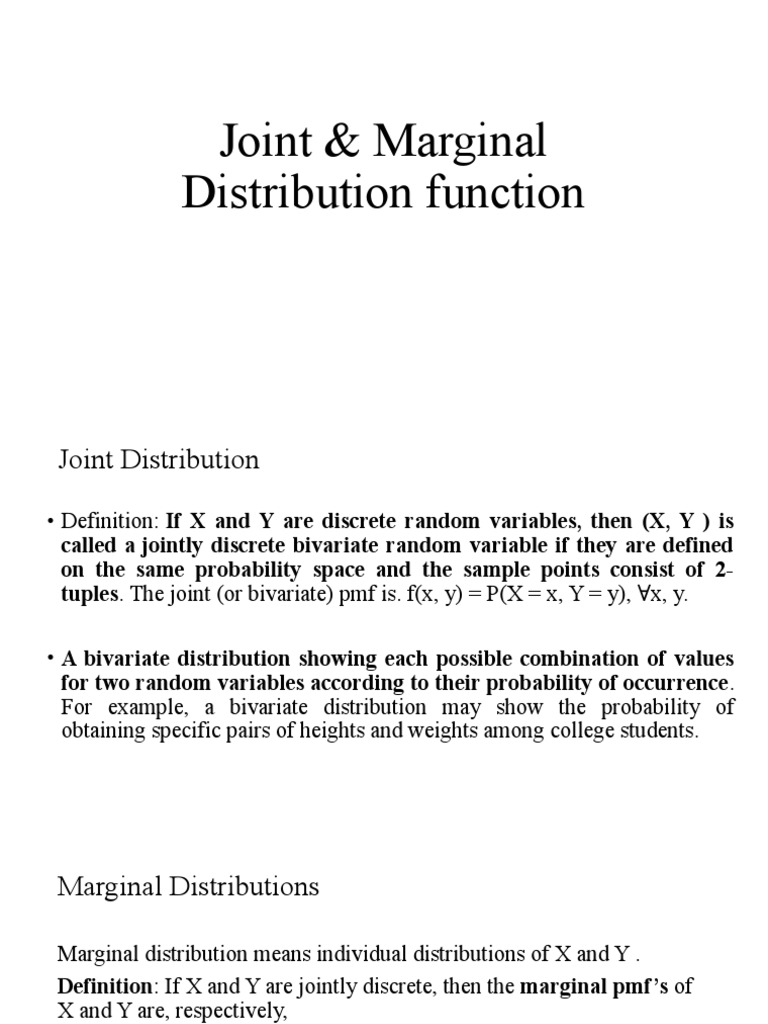 Joint & Marginal | PDF | Probability Distribution | Probability Density ...
