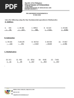 Grade 4 - Pre-Assessment-Math