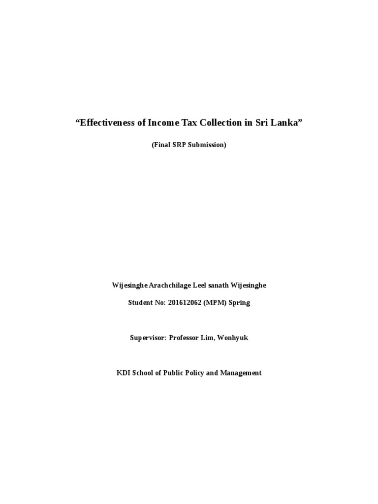Effectiveness of Income Tax Collection in Sri Lanka Edited | PDF ...
