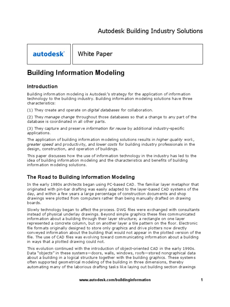 Autodesk White Paper - Bim | PDF | Building Information Modeling ...