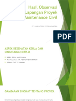 Hasil Observasi Lapangan Proyek Maintenance Civil