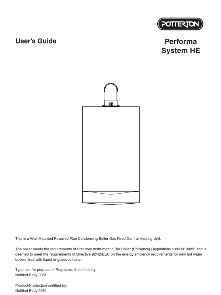 Potterton Performa System HE Guide | PDF | Water Heating | Thermostat