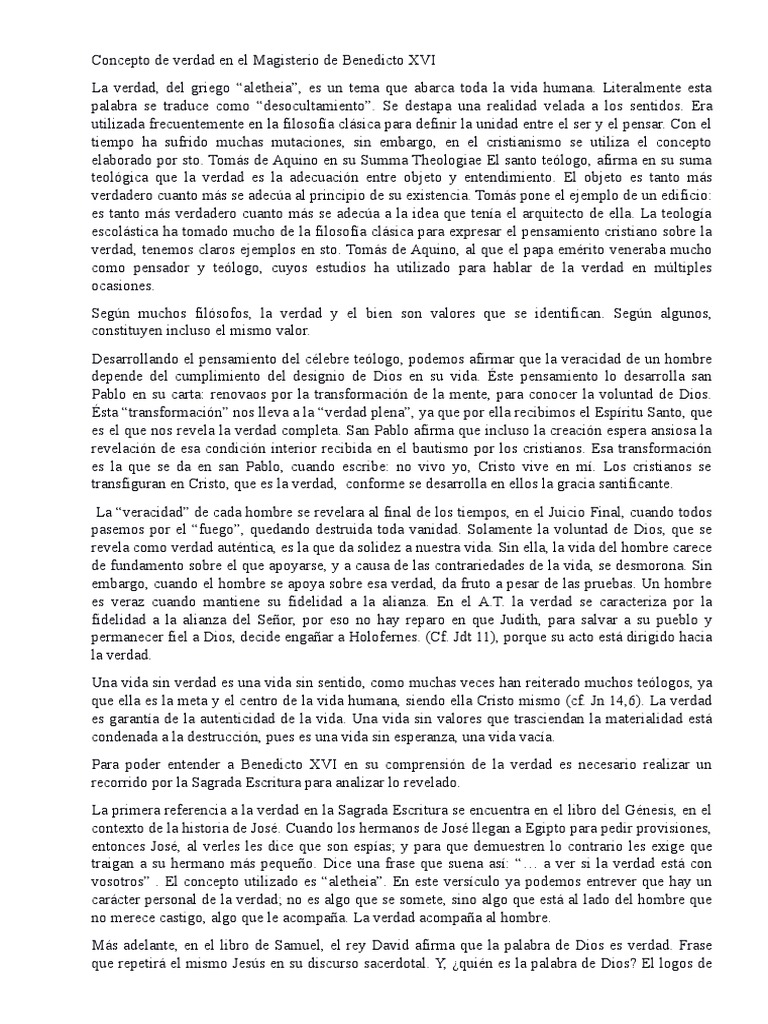 La Verdad según Benedicto XVI | PDF | Verdad | Fe