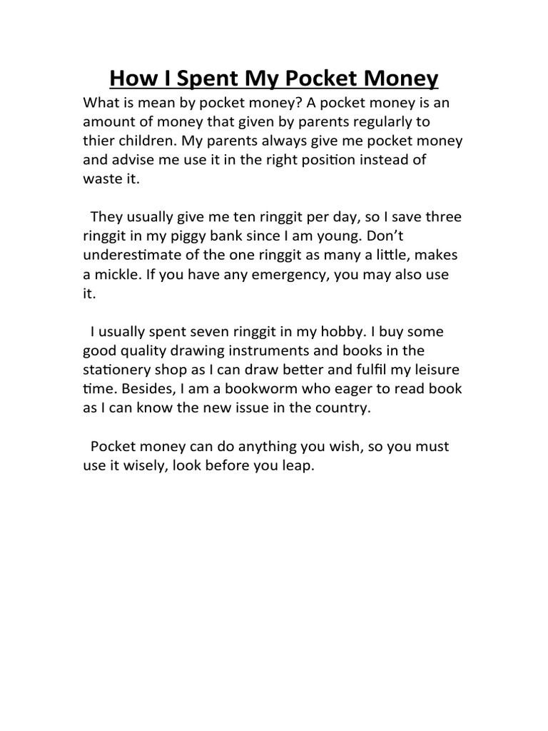 How I Spent My Pocket Money PDF