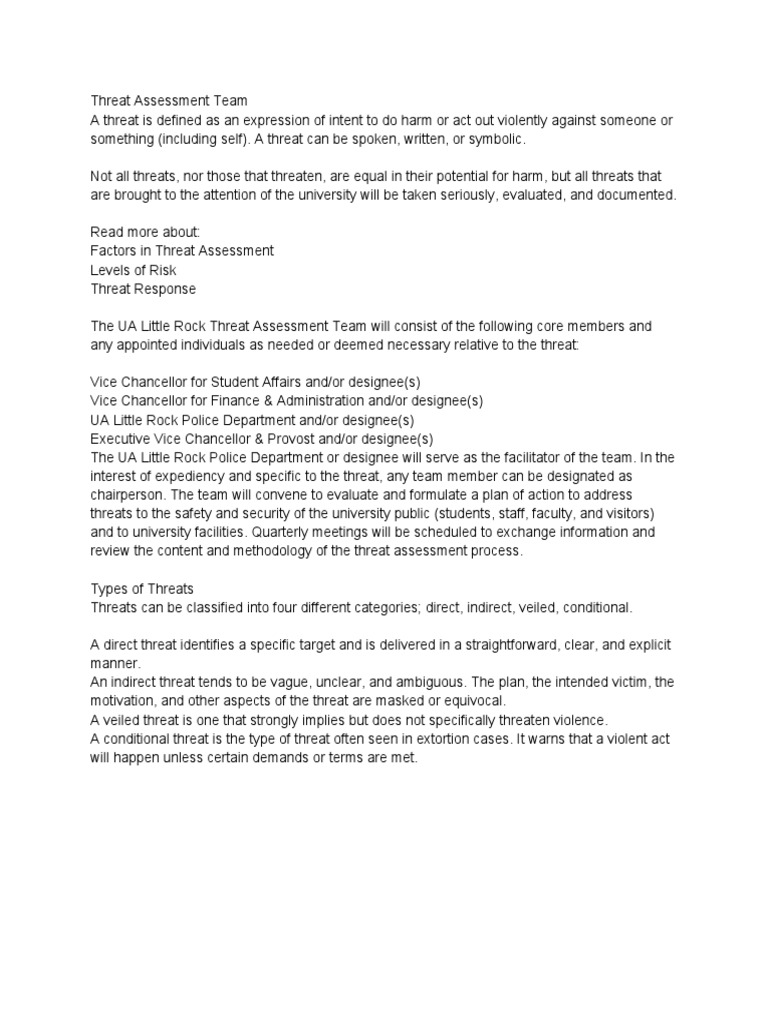 Threat Assessment | PDF