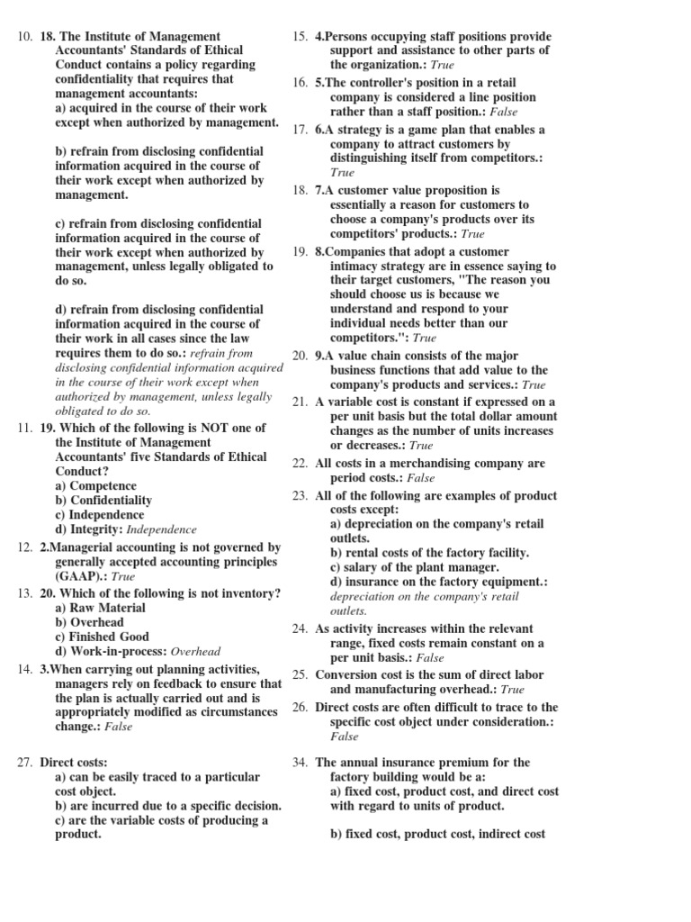 Acct. Test 1 | PDF | Cost Of Goods Sold | Cost