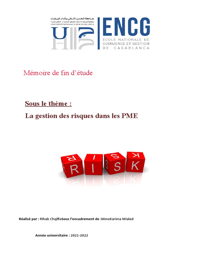 Gestion des Risques dans les PME Marocaines | PDF | Risque | Analyse ...