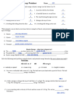 Kinetic and Potential Energy Worksheet KEY