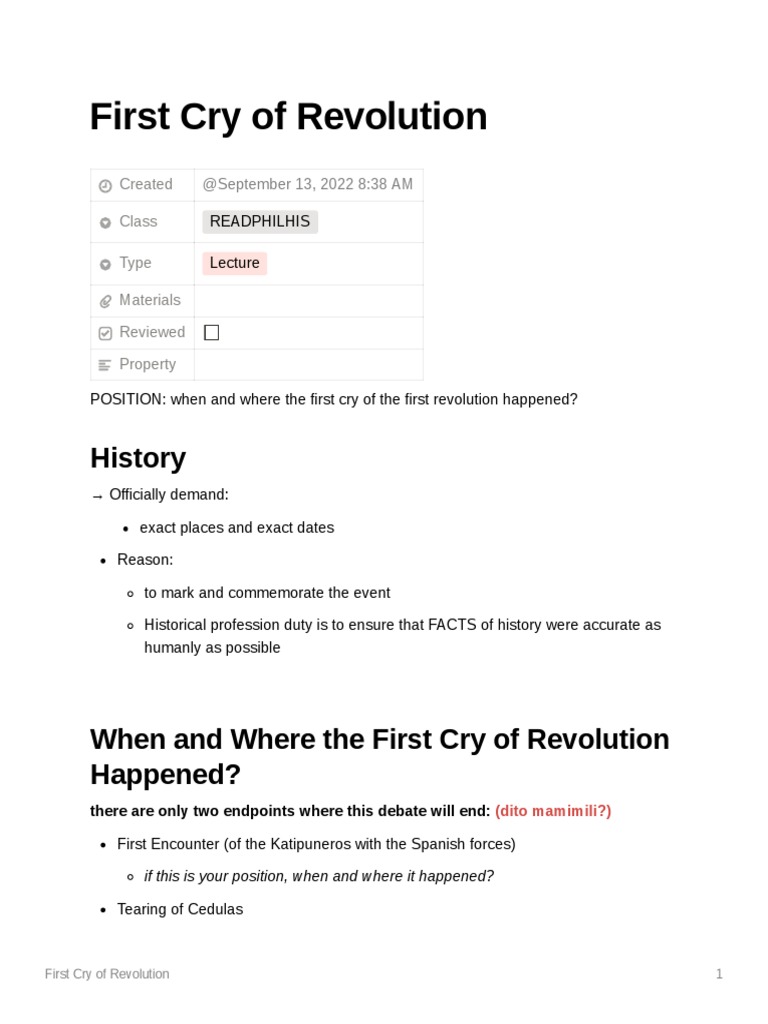 First Cry of Revolution: Key Dates & Locations | PDF | Independence ...