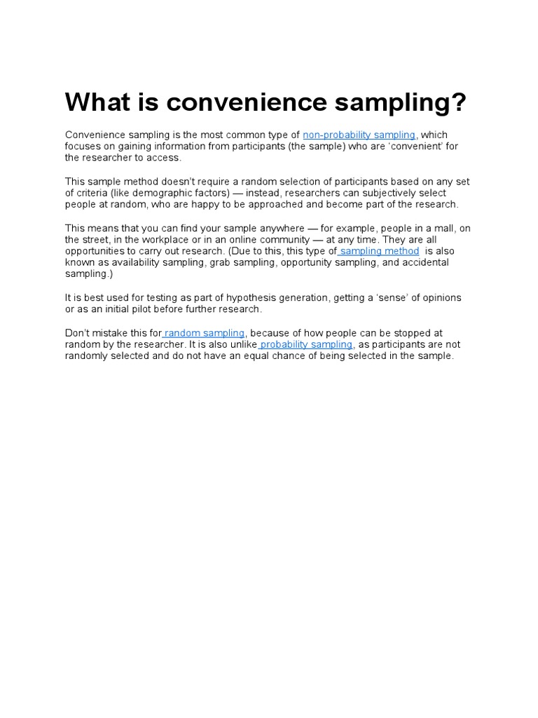 What Is Convenience Sampling PDF Sampling (Statistics) Survey