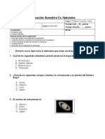 Evaluación Sumativa Cs Naturales Sistema solar