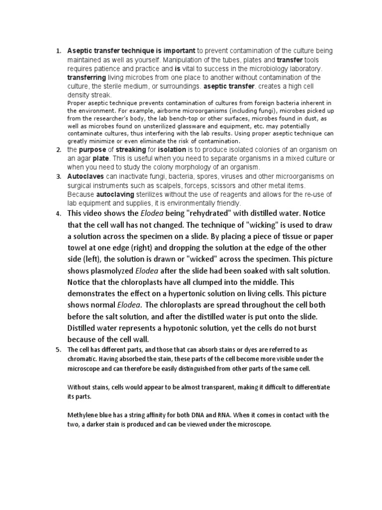 Aseptic Transfer Technique is Important PDF Staining