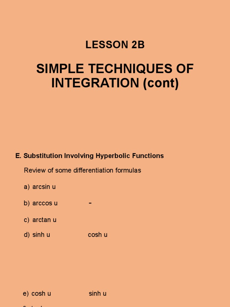 LESSON 2B CAL 2 Integrals | PDF | Trigonometric Functions ...