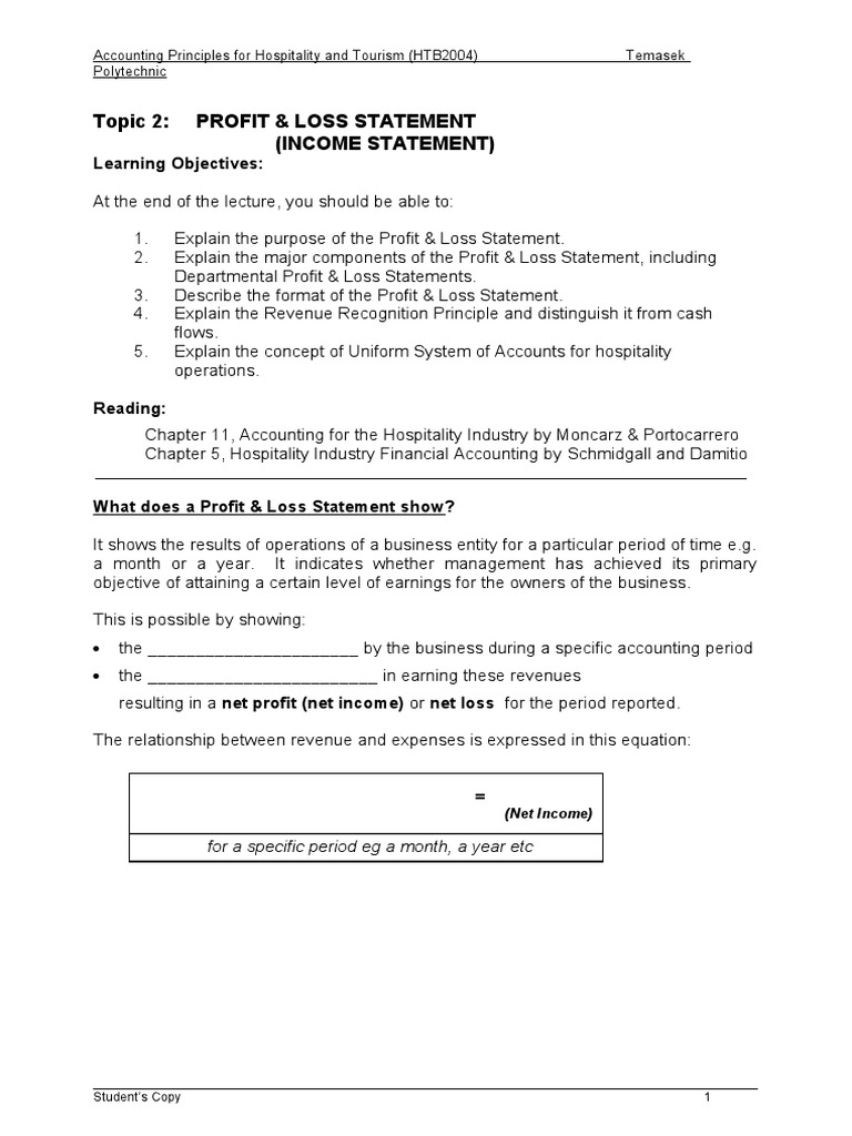 Template For Pl Statement