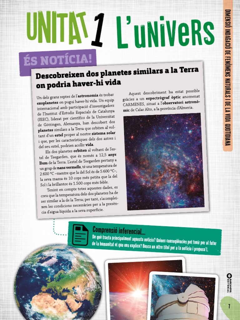 Barcanova - Unitat 1 - L'Univers (Activitats) | PDF