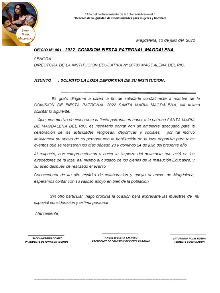 Solicitudes para Fiesta Patronal 2022 | PDF