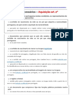 Nacionalidade Portuguesa pelo Art. 2º da Lei - Documentos necessários